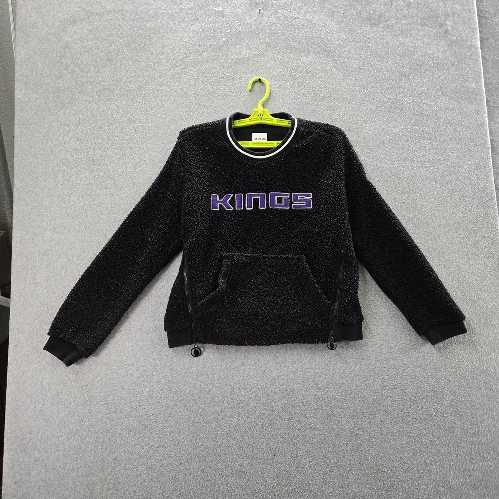 Sacramento Kings Women Sweatshirt S Black Embroidered‎ FISLL Fleece Text